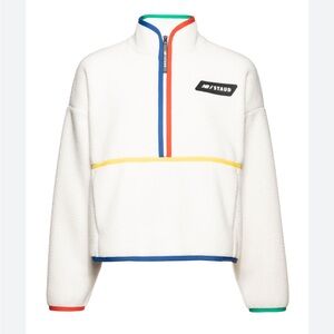 STAUD White Fleece Pullover with Multicolor Trim